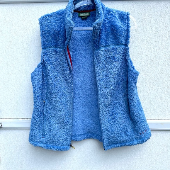 Vintage LL Bean Fleece Vest Women M Blue Full Zip Lightweight Pockets Hiking - Picture 12 of 16
